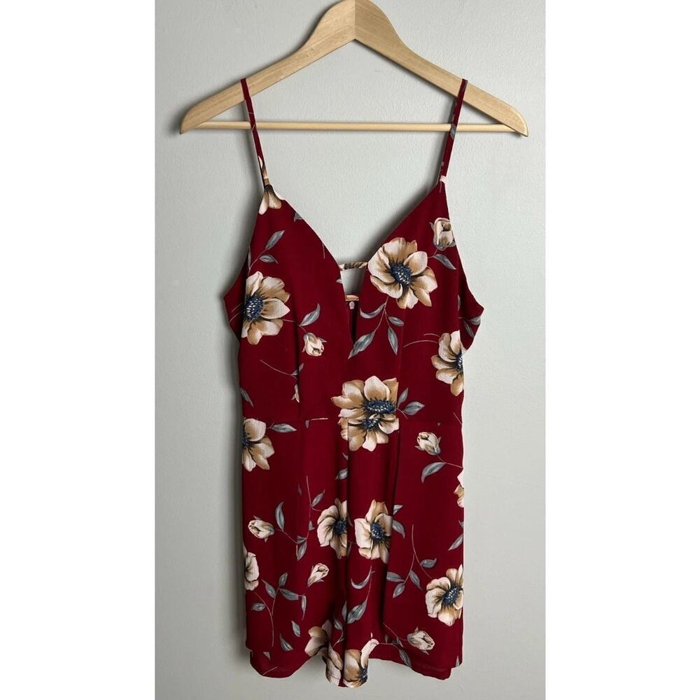 Parisian Floral Print Sleeveless Romper Red Size8 Summer Lightweight Women’s